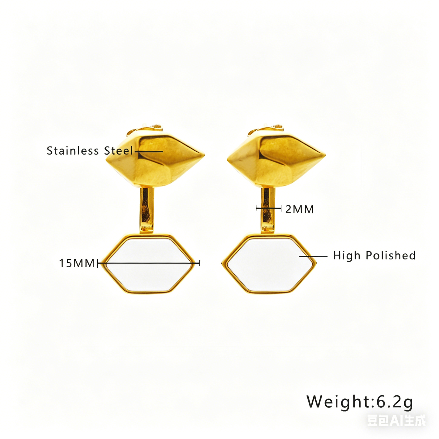 Lumi Hex Drop Stud Earrings