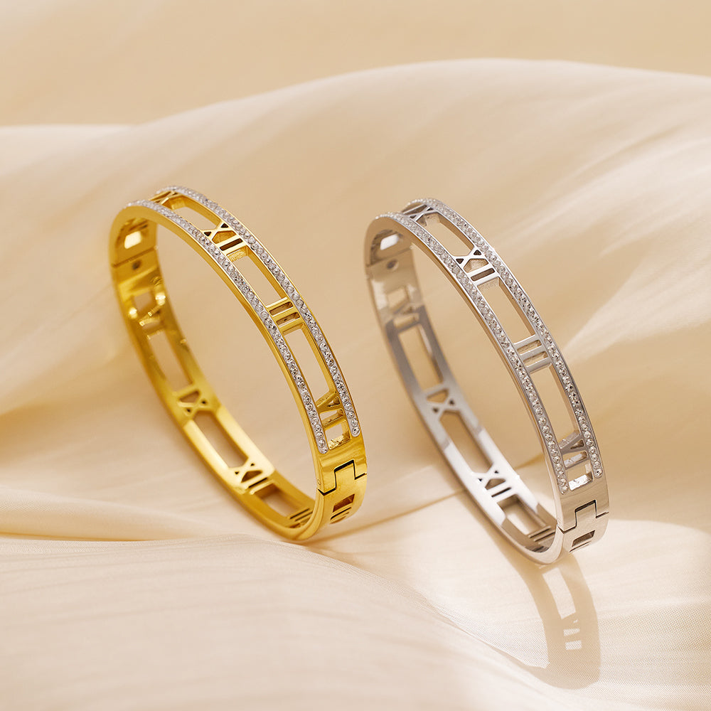 Roma Numeral Zircon Bangle