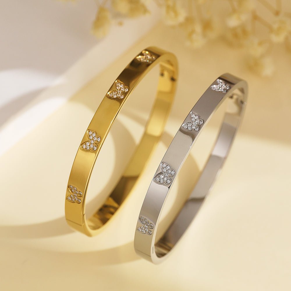 Flutter Zircon Bangle-Gold/Silver