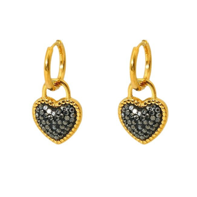 Noir Amour Heart Drop Earrings
