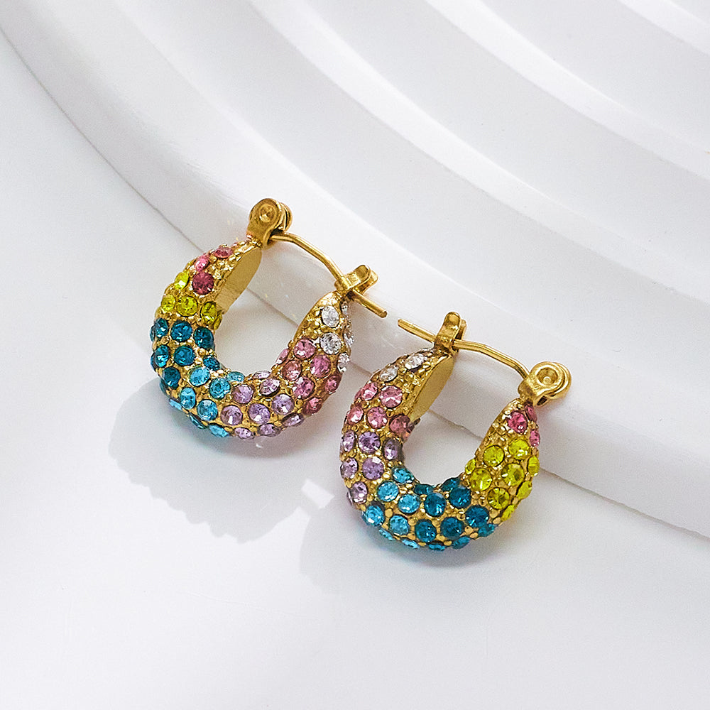 Aurora Rainbow Zircon Hoop Earrings