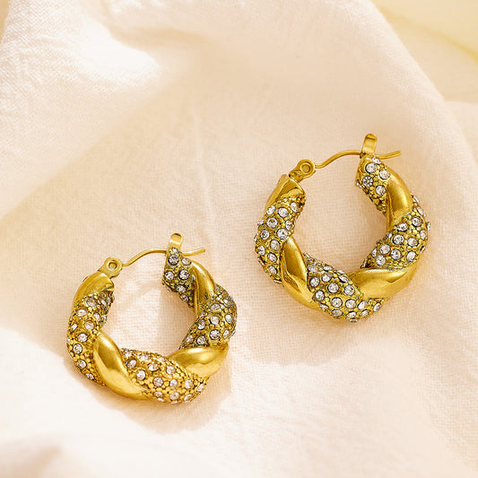 Verona Twisted Zircon Hoop Earrings