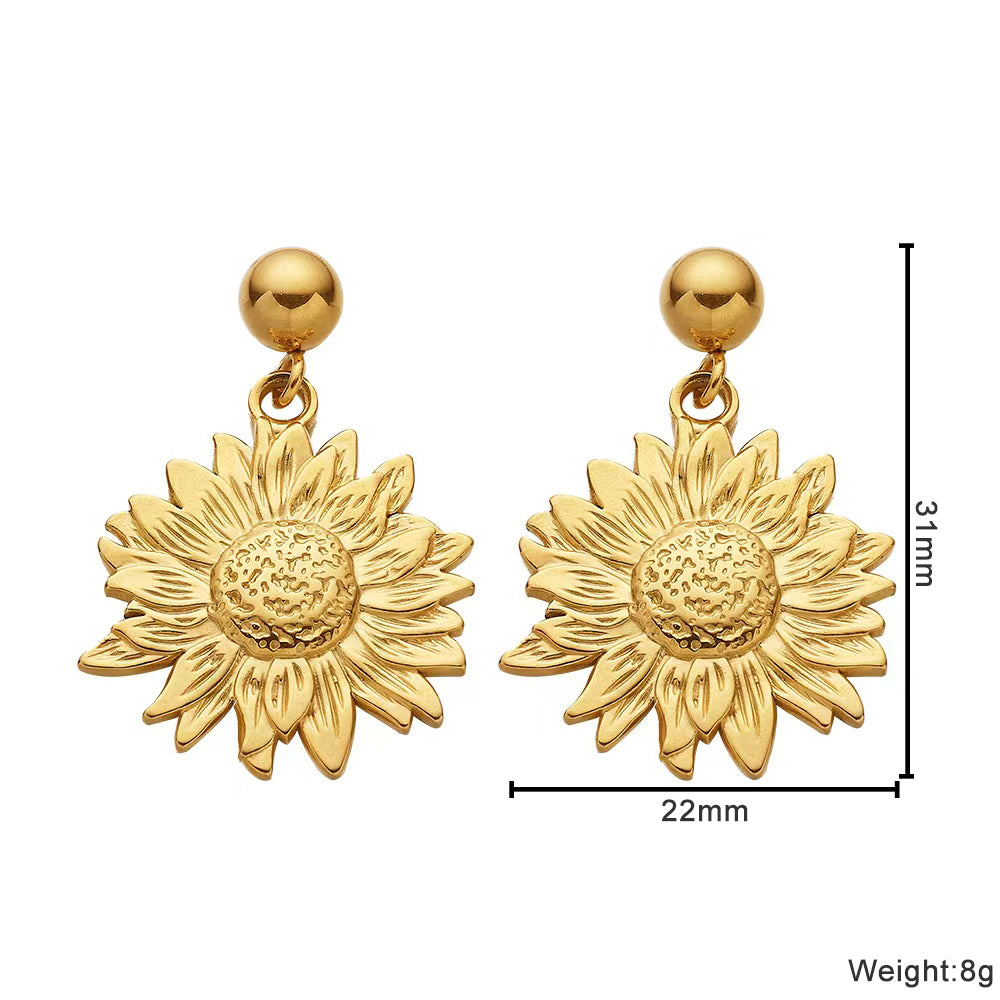 Soleil Sunflower Gold Earrings