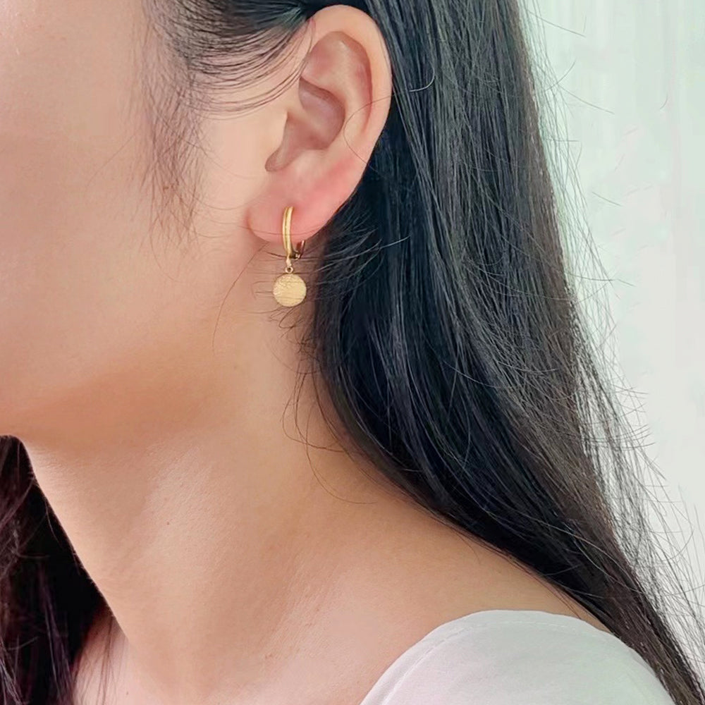 Luna Drop Gold Hoop Earrings