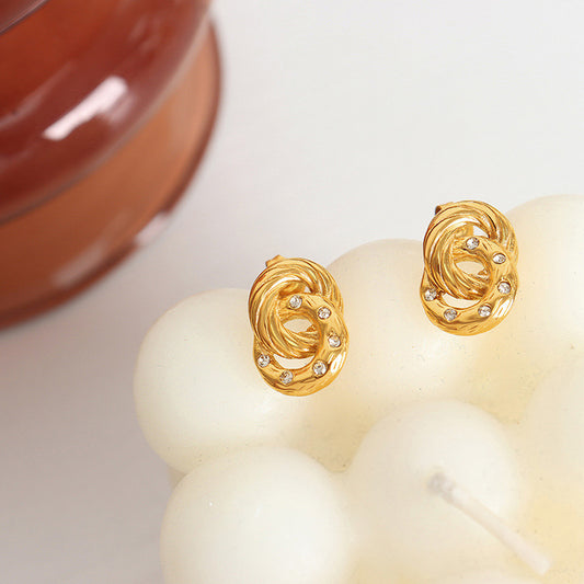 Aurette Crystal Knot Stud Earrings