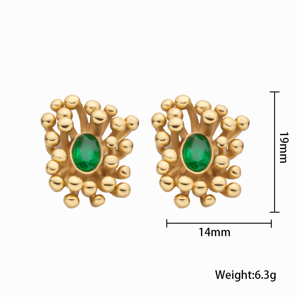 Aurora Emerald Burst Stud Earrings