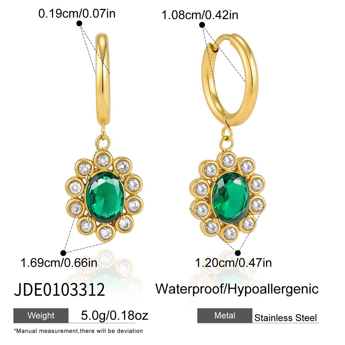 Emerald Bloom Hoop Earrings