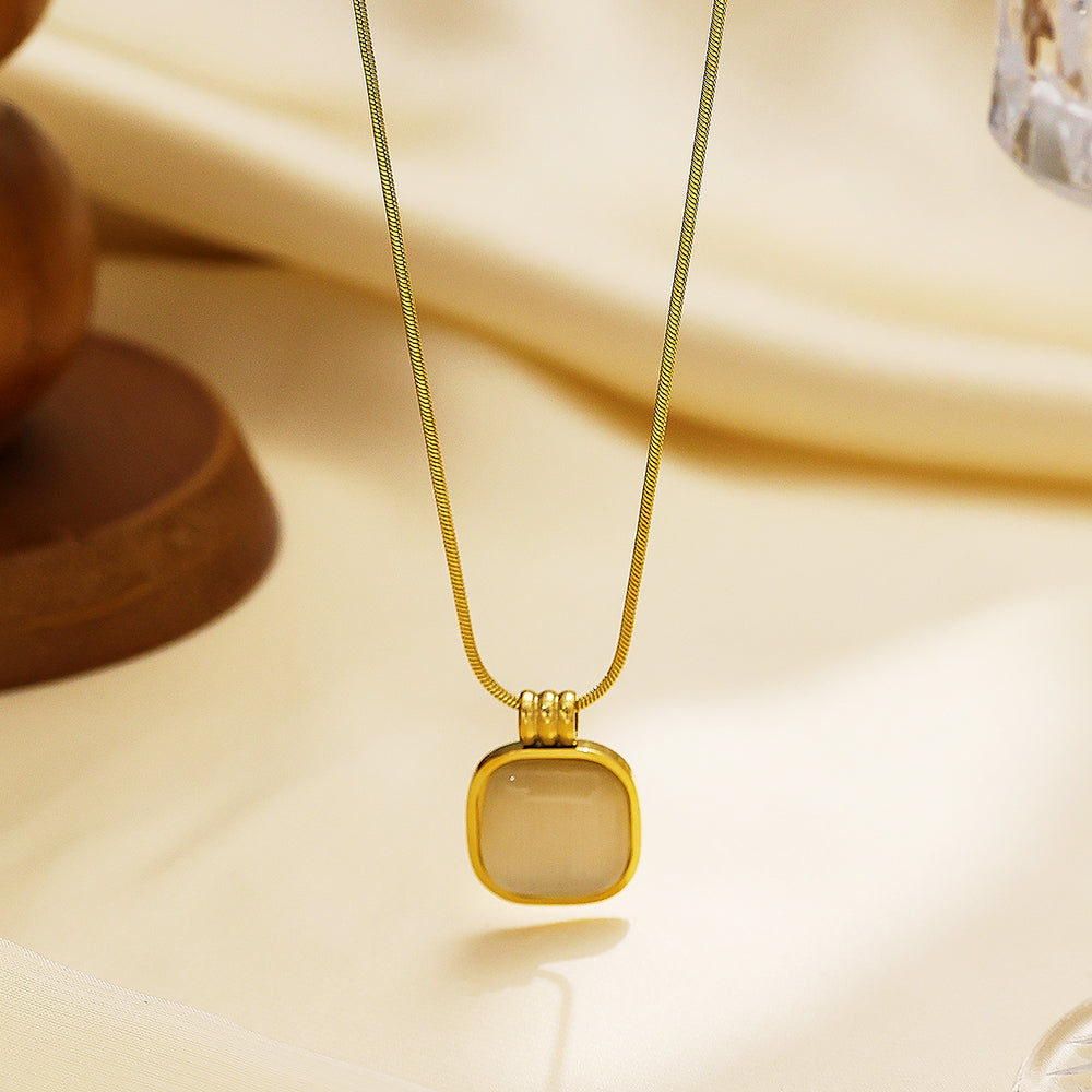 Luna Glow Square Pendant Necklace