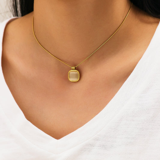 Luna Glow Square Pendant Necklace