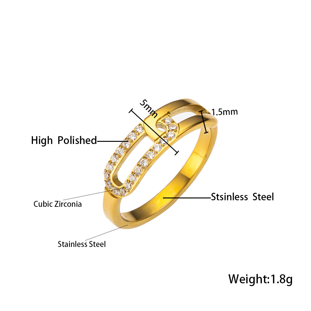 Luna Curve Crystal Ring