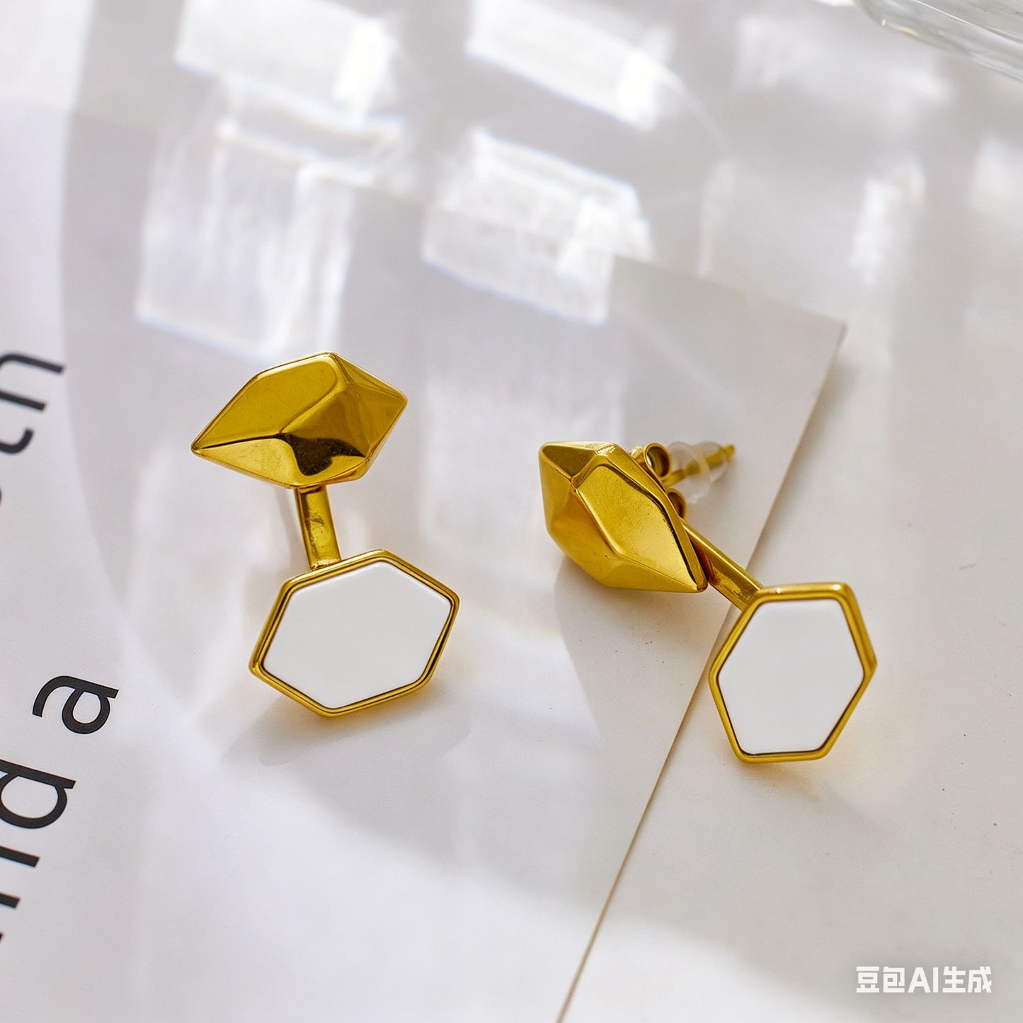Lumi Hex Drop Stud Earrings