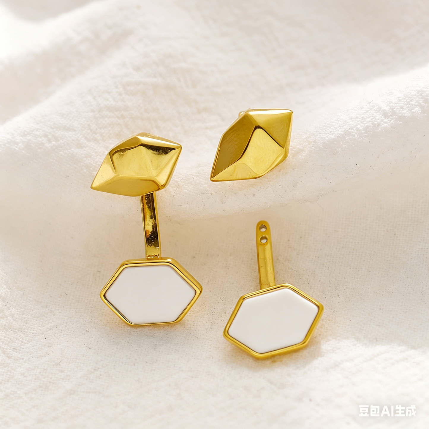 Lumi Hex Drop Stud Earrings