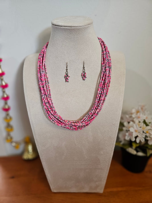 Saanvi Rose Layered Beaded Necklace Set