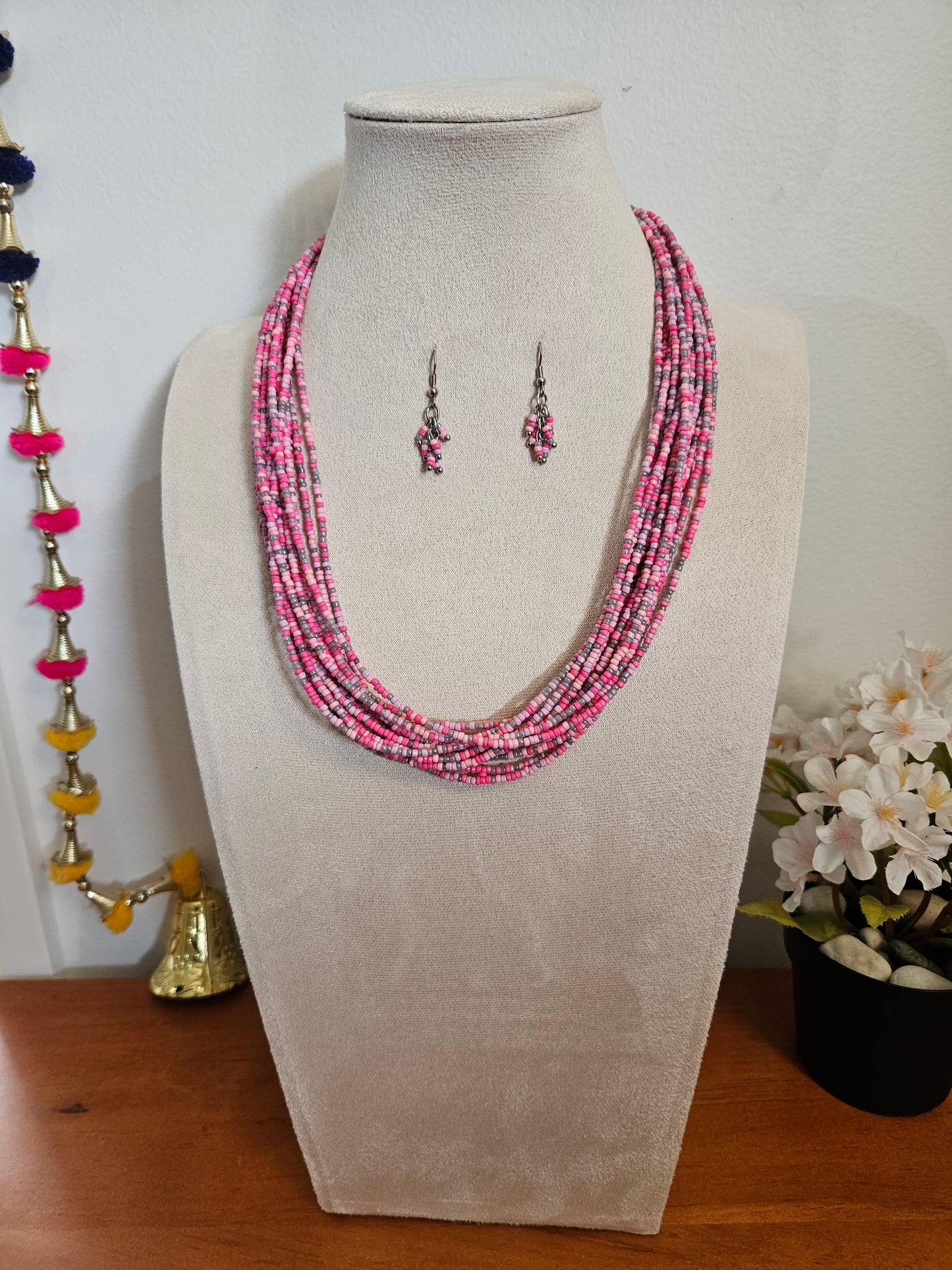 Saanvi Rose Layered Beaded Necklace Set