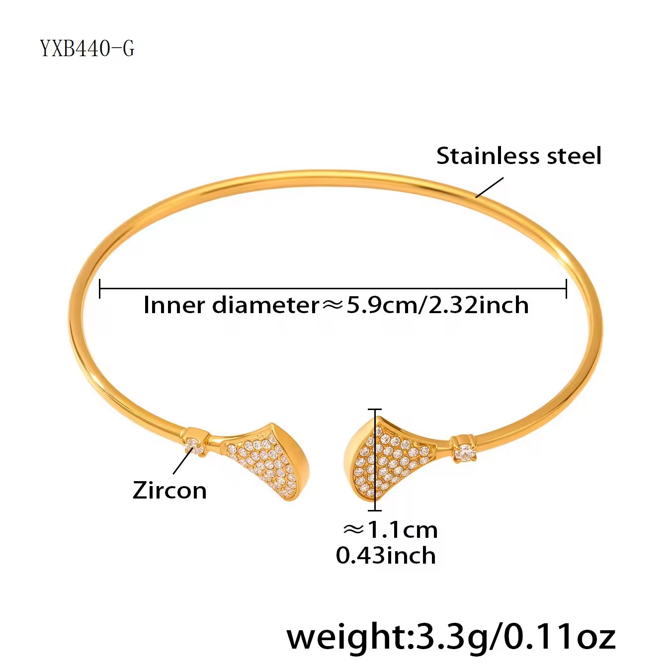 Fanora Zircon Cuff Bangle