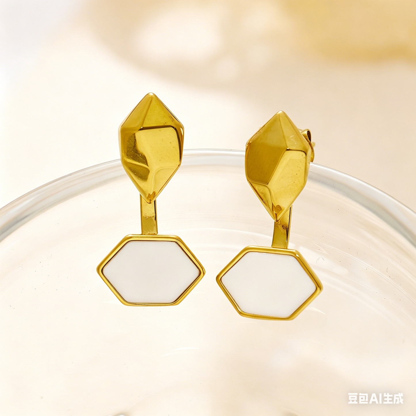 Lumi Hex Drop Stud Earrings