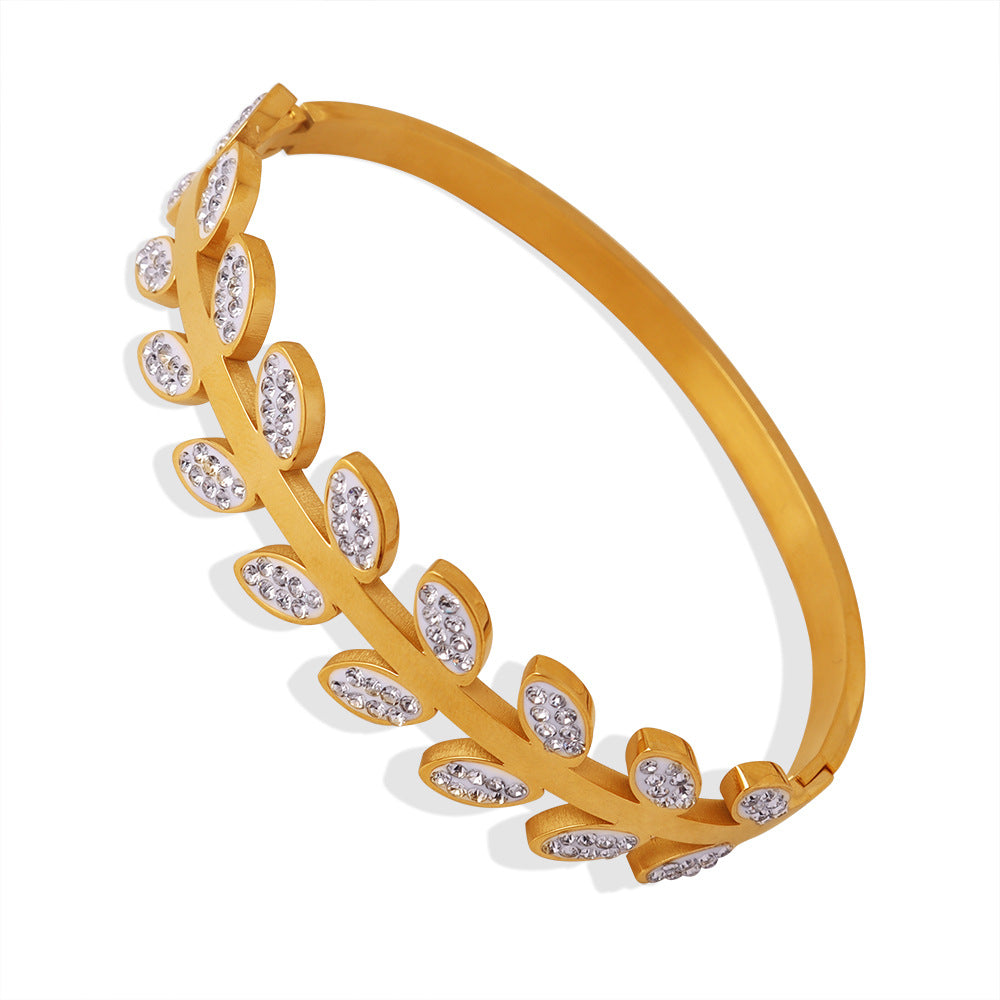 Aurelia Leaf Zircon Bangle