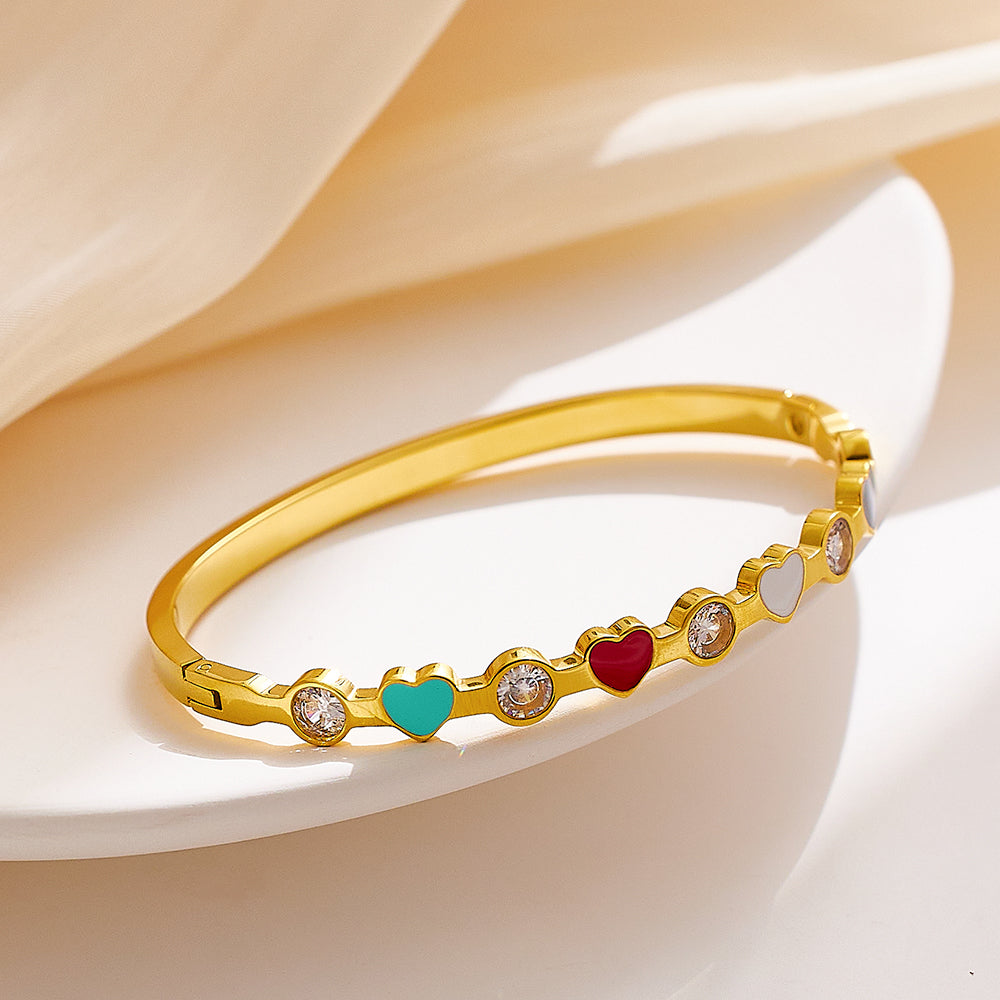 Amour Heart Crystal Bangle