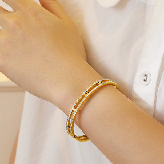 Roma Numeral Zircon Bangle