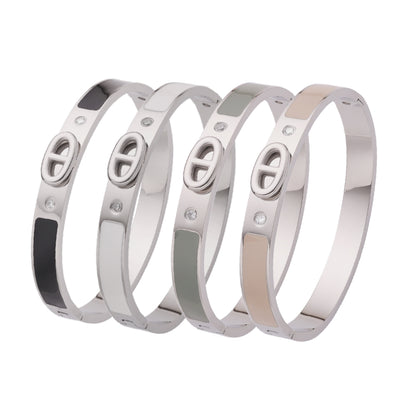 Icon Lock Enamel Bangle – Silver