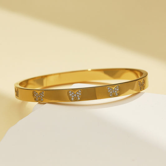 Flutter Zircon Bangle-Gold/Silver