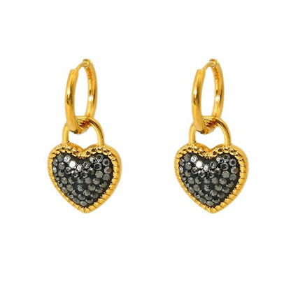 Noir Amour Heart Drop Earrings