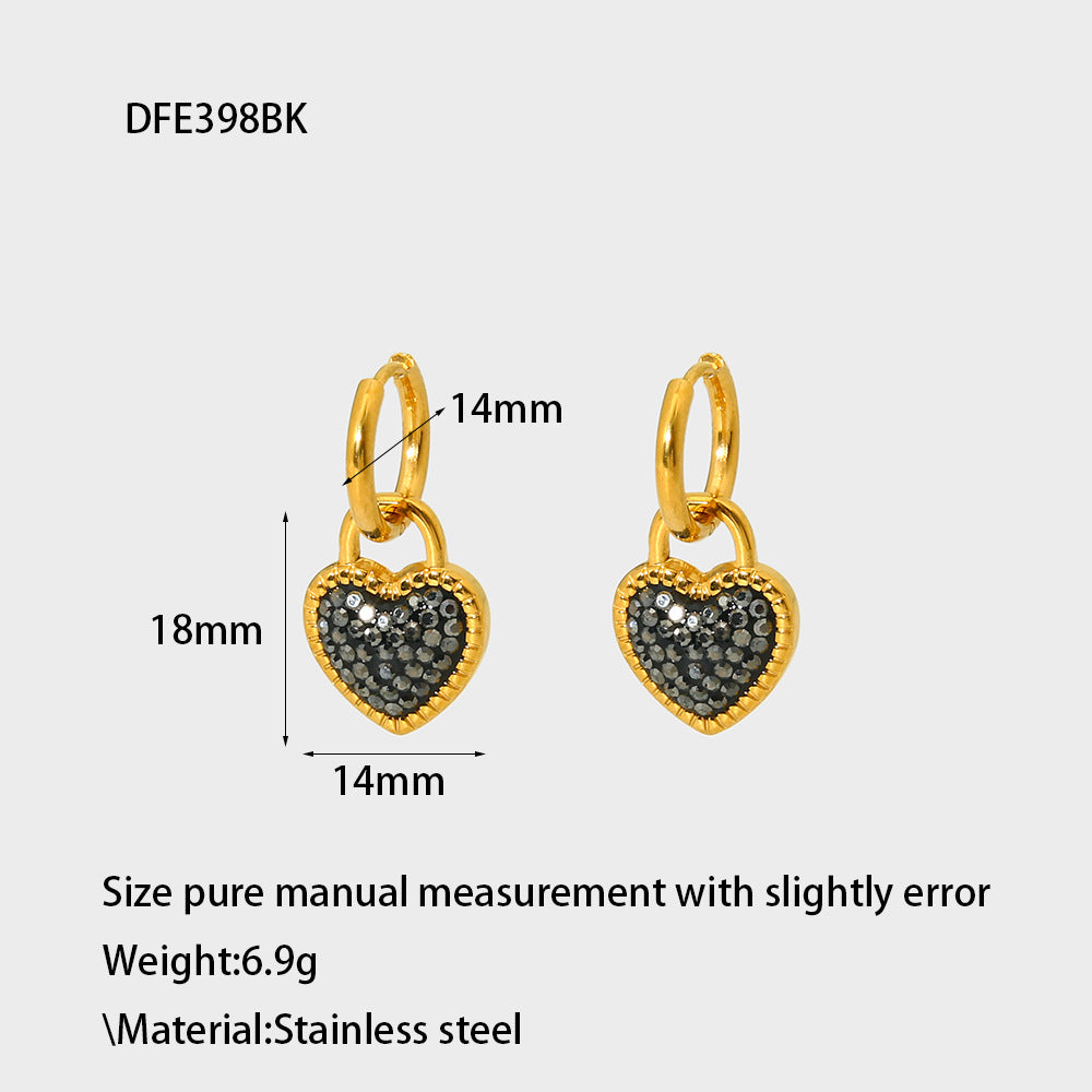 Noir Amour Heart Drop Earrings
