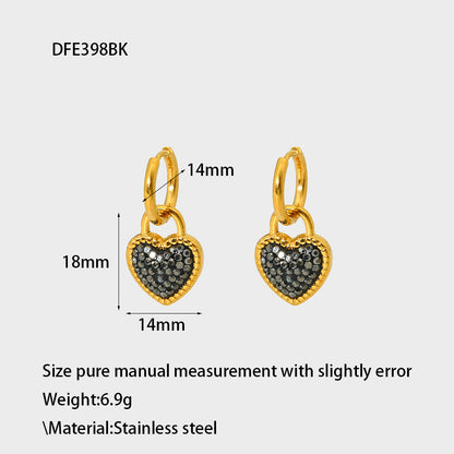Noir Amour Heart Drop Earrings