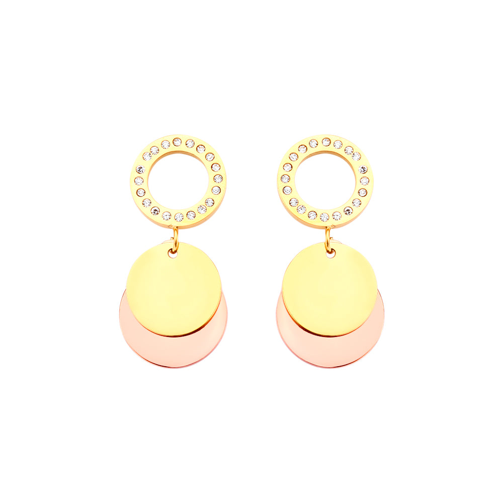 Celeste Halo Layered Gold Earrings