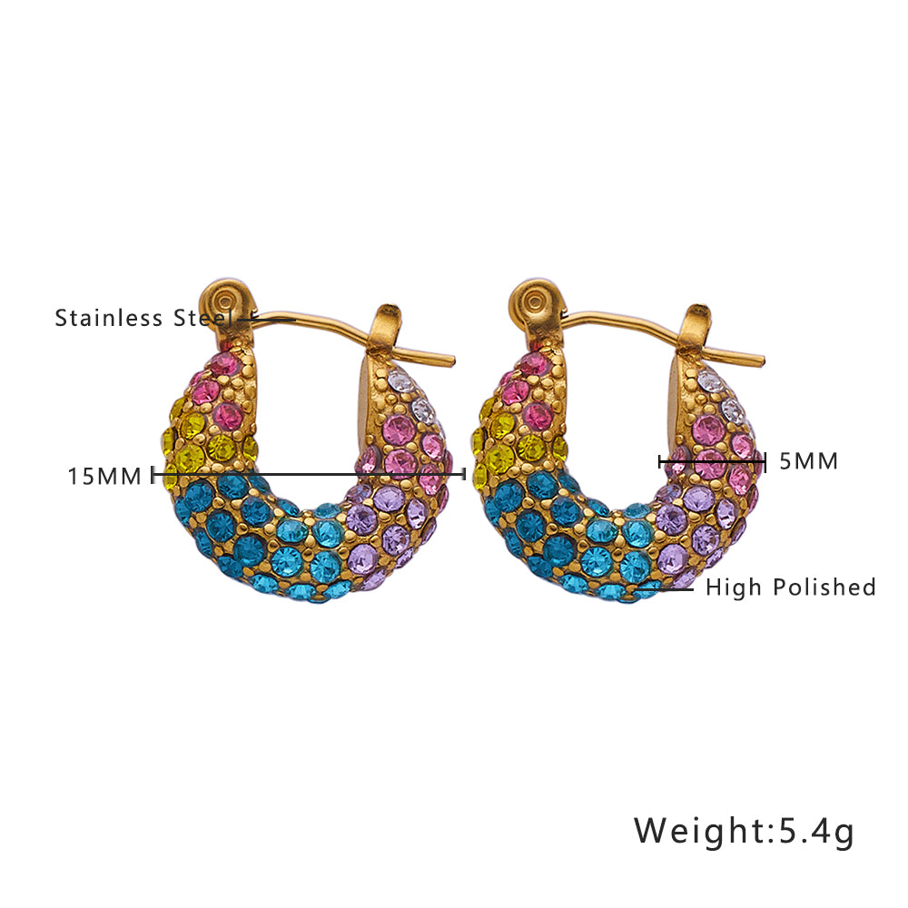 Aurora Rainbow Zircon Hoop Earrings