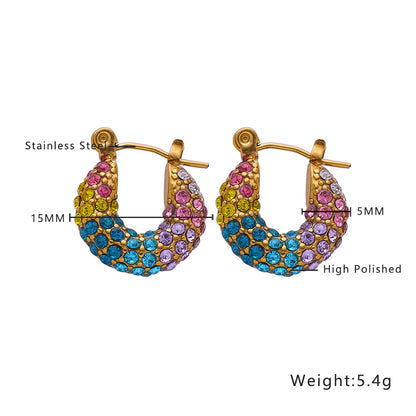 Aurora Rainbow Zircon Hoop Earrings