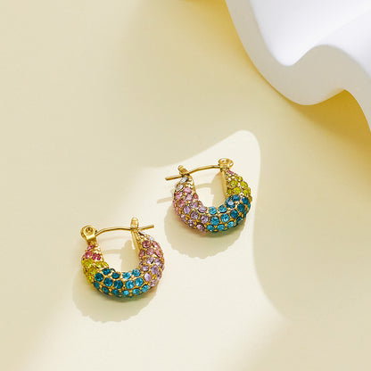 Aurora Rainbow Zircon Hoop Earrings