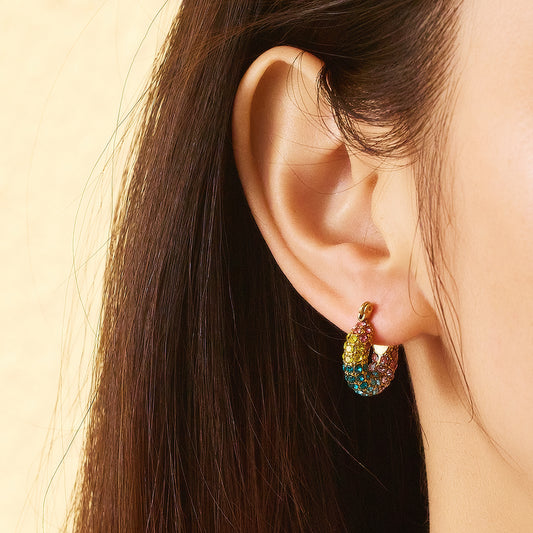 Aurora Rainbow Zircon Hoop Earrings