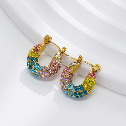 Aurora Rainbow Zircon Hoop Earrings