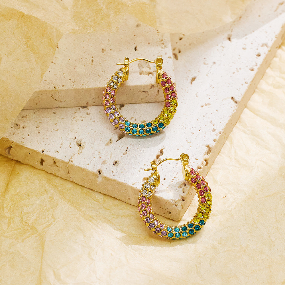 Aurora Rainbow Zircon Hoop Earrings