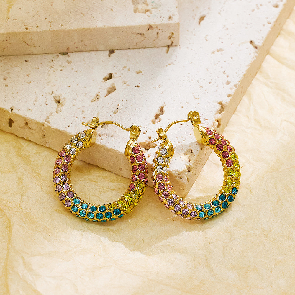 Aurora Rainbow Zircon Hoop Earrings