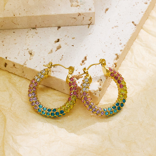 Aurora Rainbow Zircon Hoop Earrings