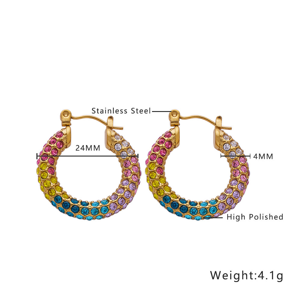 Aurora Rainbow Zircon Hoop Earrings
