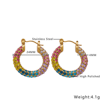 Aurora Rainbow Zircon Hoop Earrings