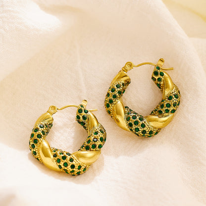 Verona Twisted Zircon Hoop Earrings