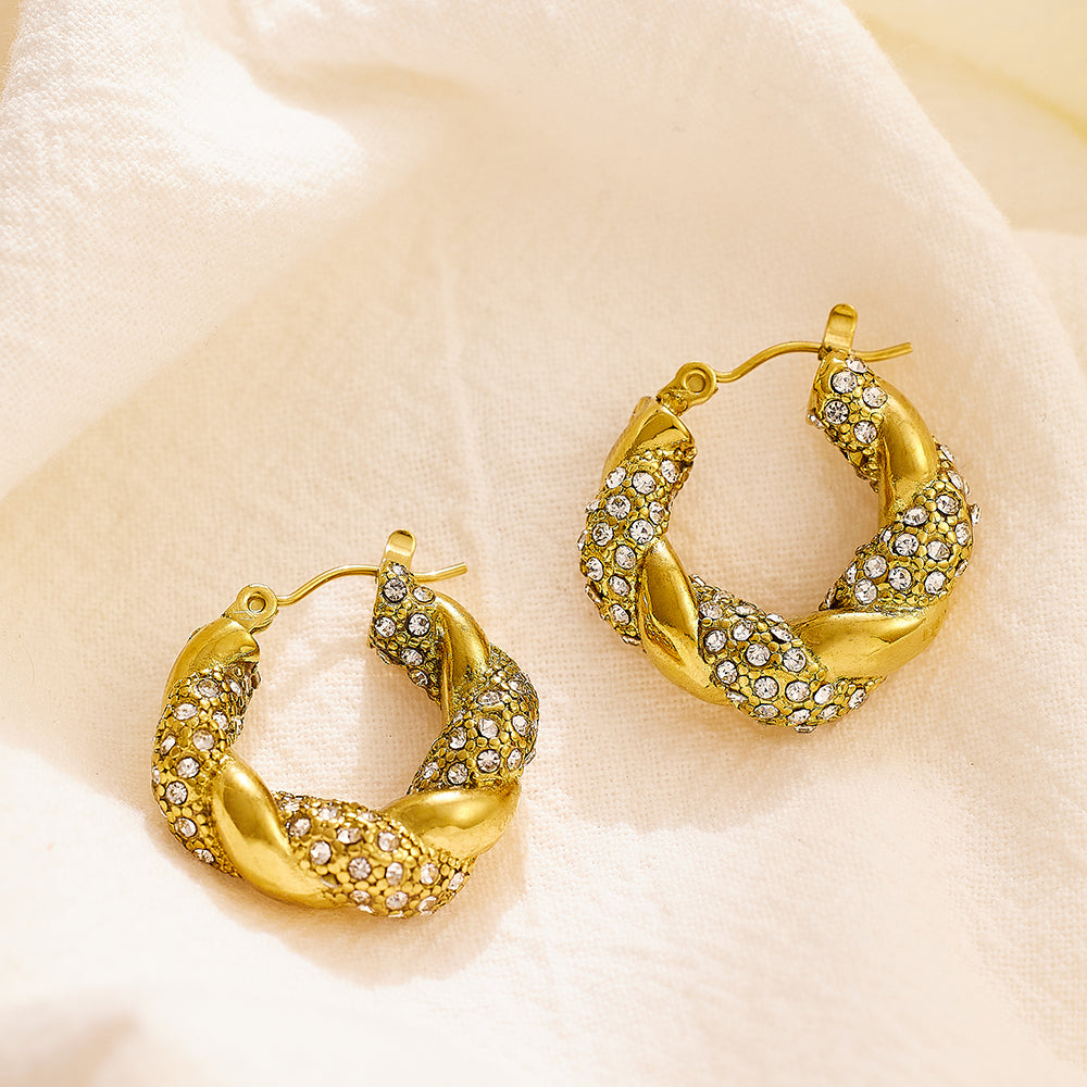 Verona Twisted Zircon Hoop Earrings