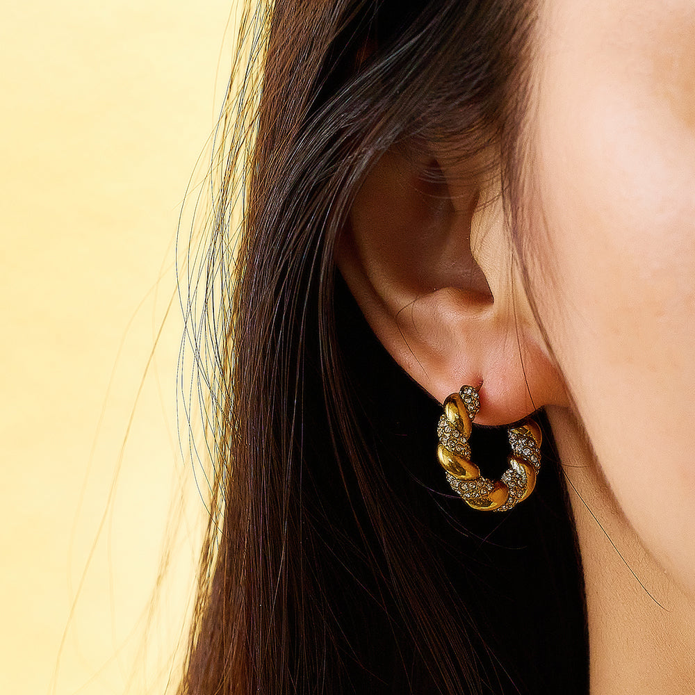 Verona Twisted Zircon Hoop Earrings