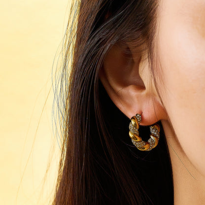Verona Twisted Zircon Hoop Earrings