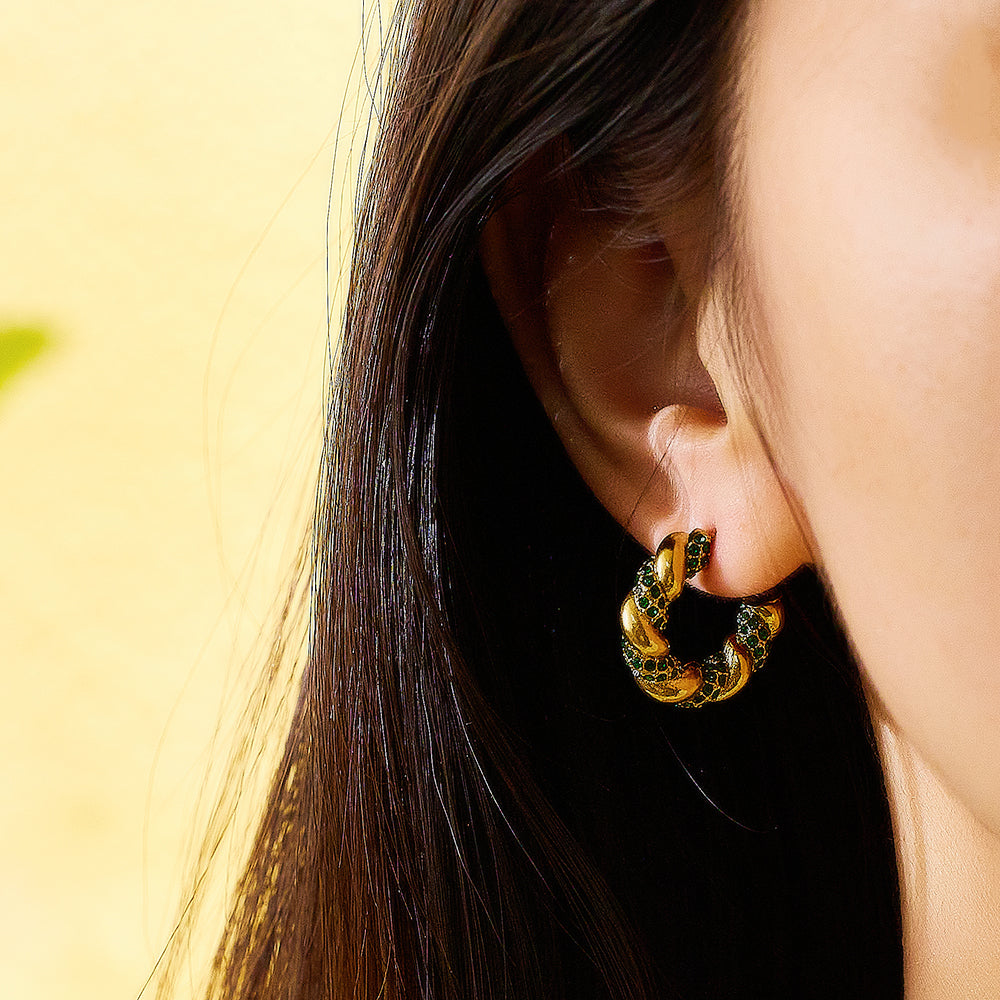 Verona Twisted Zircon Hoop Earrings
