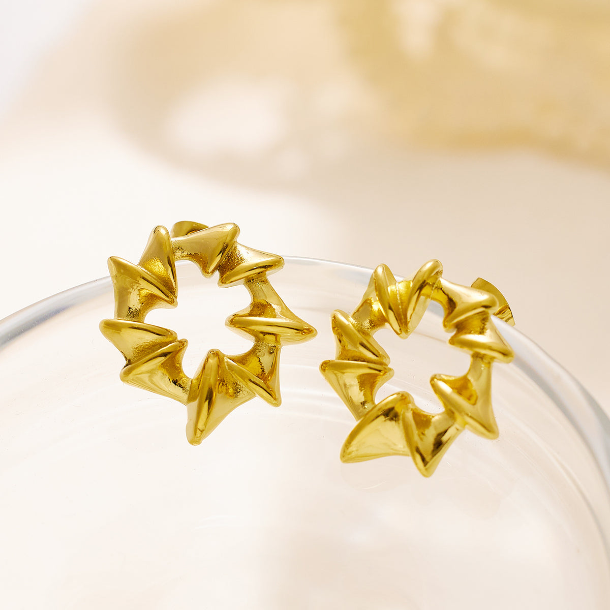 Nova Sculpted Star Hoop Earrings