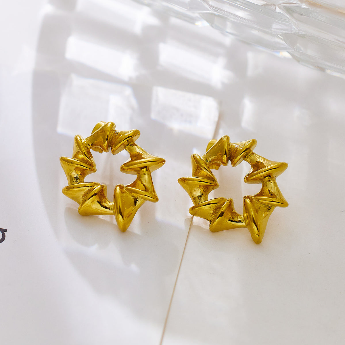 Nova Sculpted Star Hoop Earrings