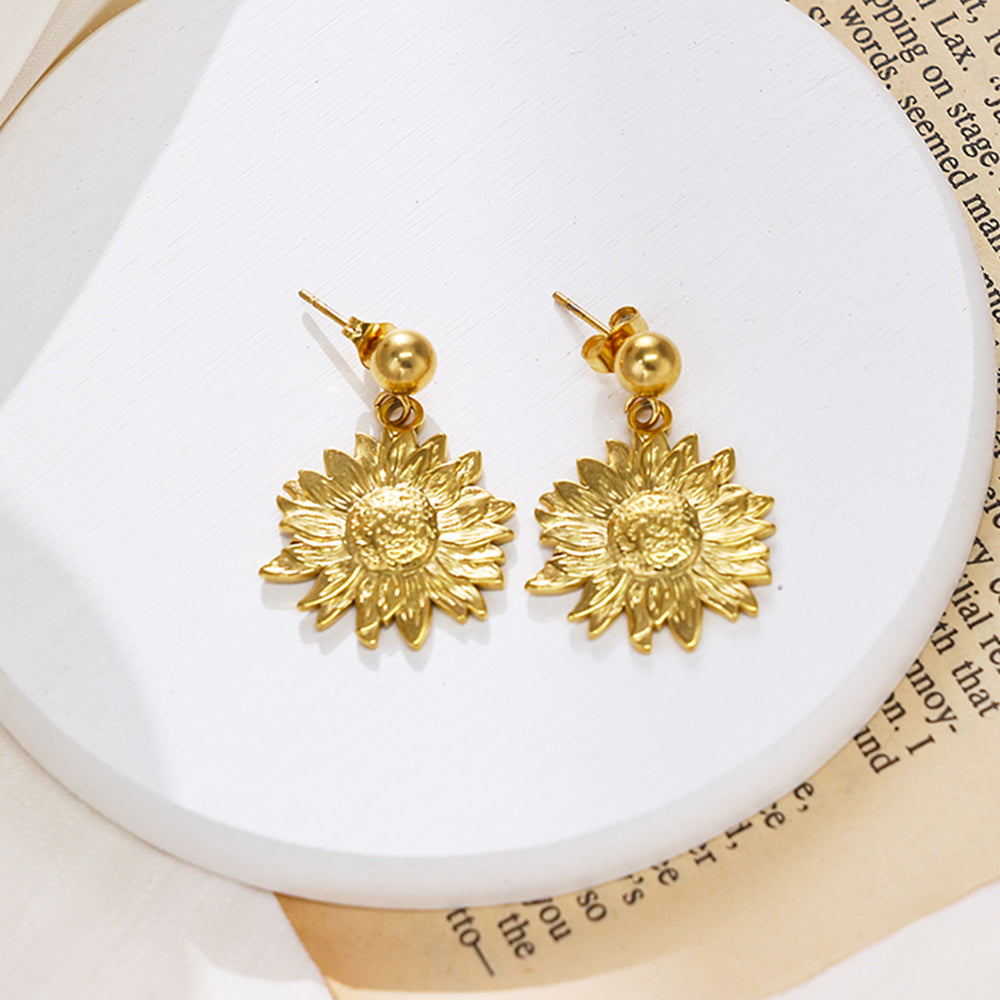 Soleil Sunflower Gold Earrings