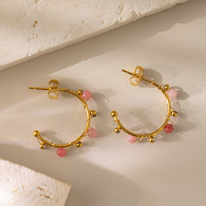 Blush Charm Hoop Earrings