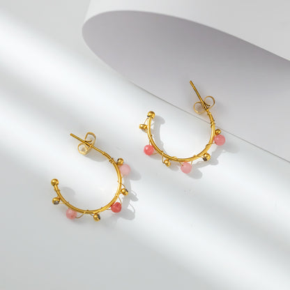 Blush Charm Hoop Earrings