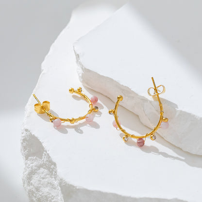 Blush Charm Hoop Earrings